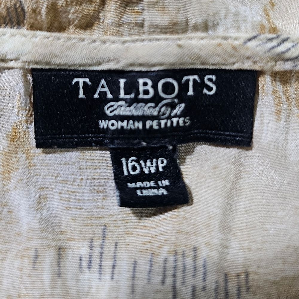 TALBOTS Tan Ruffle Silk Sleeveless Career Top‎ Blouse - Size 16W Petite - Picture 6 of 7